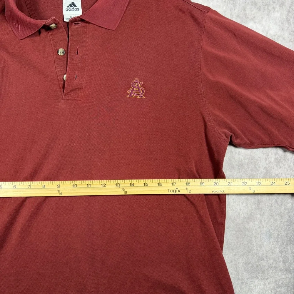 Adidas ASU Arizona State Sun Devils Polo Shirt Mens M Maroon Cotton Football